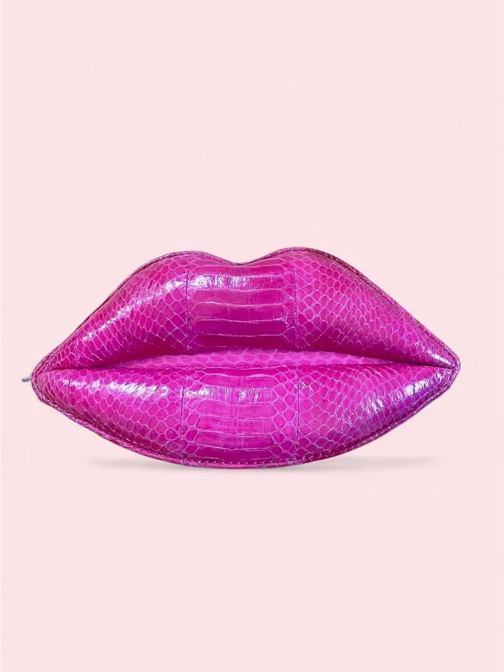 Hot pink Lulu Guinness real snakeskin Lips clutch 💋🐍